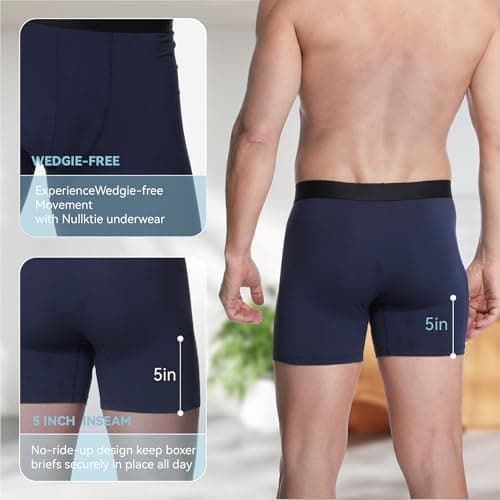 Nullktie Ultra Soft Modal Men's Underwear, Breathable Boxer Briefs No Fly, 4 Pack - Thumbnail 5