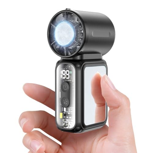 W & O Portable Handheld Fan with Semiconductor Cooling,Speed (1-199) Personal Turbo Mini Fan 4300mAh Rechargeable,Powerful 20000RPM Pocket Hand Fans for Travel/Makeup/Outdoor/Home(Black ICE) - Image 1