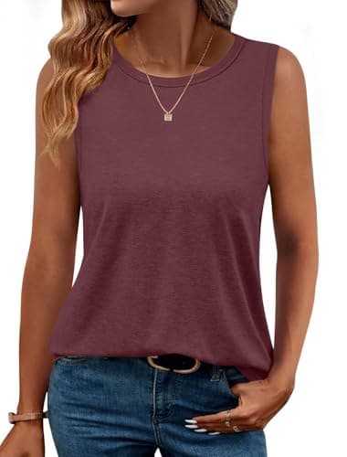 GKBK Womens Tank Tops High Neck Loose Fit Casual Summer Sleeveless Shirts 2026 Beach Vacation Outfit Cured Hem - Image 1