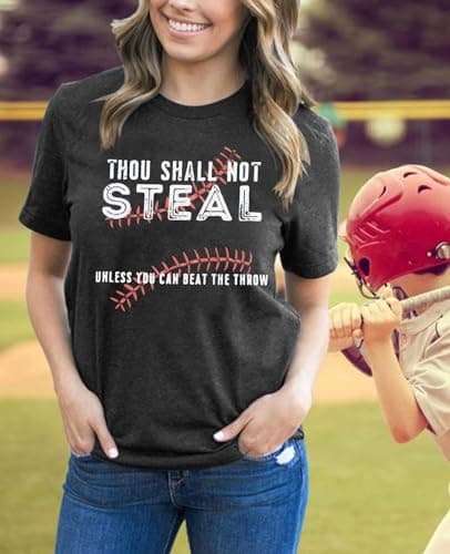 Baseball Shirts Women Softball Game Day T-Shirt Baseball Graphic Tee Tops Casual Short Sleeve T-Shirt - Thumbnail 2