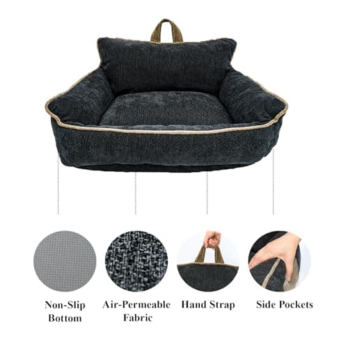 RAFASAFA Orthopedic Dog Bed with Memory Foam, Washable Plush Pet Bed for Small, Medium & Large Dogs, Cozy Bolster Crate Dog Bed for Joint Support & Comfort.(Black) - Thumbnail 5