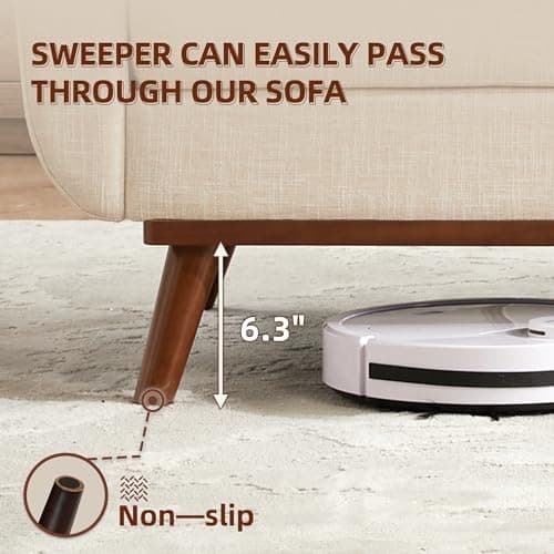 Kingfun 65.2" W Loveseat Sofa, Mid Century Modern Decor Love Seat Couches for Living Room, Button Tufted Upholstered Furniture, Easy to Install Small Couch for Bedroom Office Apartment, Cream White - Thumbnail 4