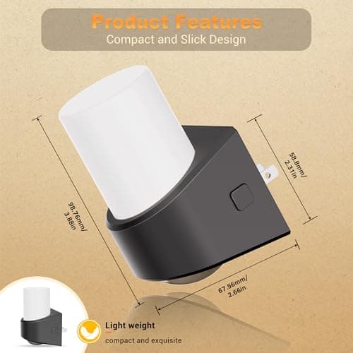 JandCase LED Night Lights Plug into Wall, Decorative Night Light with Dusk to Dawn Sensor, Adjustable Brightness, 3000K Warm White Nightlight Plug in for Kids, Bathroom, Hallway, Bedroom, Stairway - Thumbnail 6