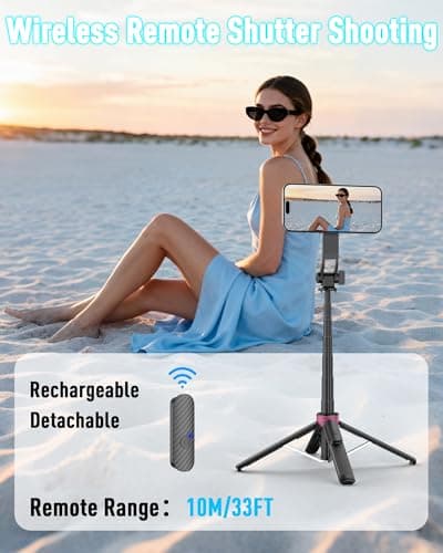 ACKIMA Magnetic Tripod for iPhone, Portable Selfie Stick Phone Tripod with Remote, Four-Leg Support Cellphone Stand for iPhone Magsafe, Fits Selfie Video Recording Gym Travel Essentials Accessories - Thumbnail 5
