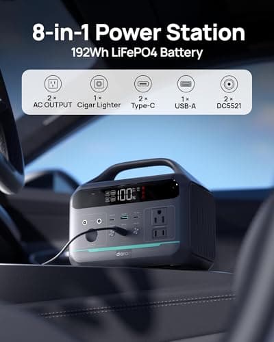 Portable Power Station 300W, 192Wh Large Power Bank with 110V AC Outlet, LiFePO4 Battery Backup,8-Ports Solar Generator Fast Charging for Camping, Hurricane Emergency, Outdoor,Home(Solar Optional) - Thumbnail 3