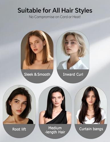 LANDOT Mini Hair Straightener Brush - Ionic Heated Straightening Brush for Frizz-Free & Smooth Styling, Compact Lightweight Dual Voltage Travel Flat Iron Comb for Medium Short Hair, Black - Thumbnail 3