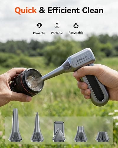 WOLFBOX MF70 Compressed Air Duster-110000 RPM Electric Air Duster with Extended Runtime, 3-Speed Rechargeable Air Blower for Keyboard, Computer, Camera, Car, Home, 5 Nozzles - Thumbnail 3