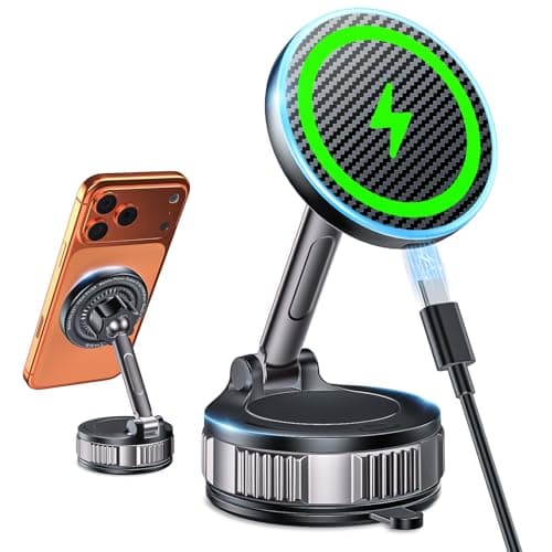 ILOUYU iPhone Car Mount Charger [15W Fast Wireless Charging, 120+ LB Strongest Suction & 2800gf Strongest Magnetic] 360° Adjustable Car Phone Holders for Your car, for iPhone 17 16 15 14 13 12 Series - Image 1