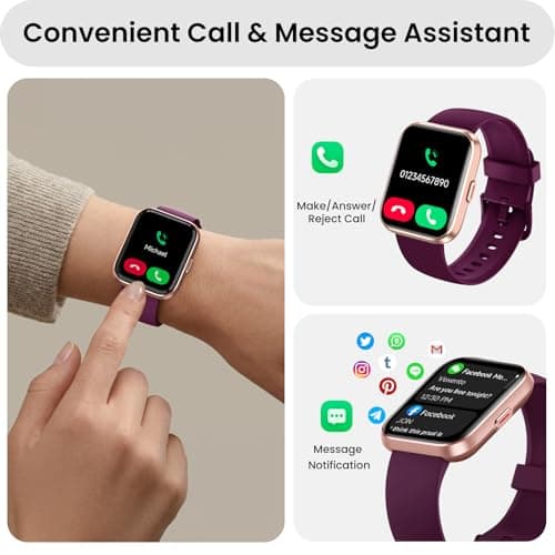 Smart Watch for Women Men, Smartwatch Compatible iPhone/Android/Samsung (Answer/Make Call, Alexa Built-in), Smart Watches with Health Monitor, Activities Track, 3ATM Waterproof Fitness Watch-Purple - Thumbnail 3