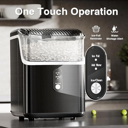 Antarctic Star Nugget Ice Makers Countertop, Portable Ice Machine with Ice Scoop & Basket, 34Lbs/24H, Self-Cleaning, One Click Operation for Camping/RV/Party (Stainless Steel Black) - Thumbnail 6