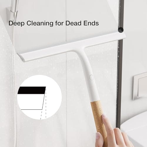 Silicone Shower Squeegee for Glass & Doors, Diveotree Multi-Purpose Squeegee for Bathroom Shower/Windows/Glass/Door, Heavy Duty Scrubber for Car Windshield Cleaning (White, 2pack) - Thumbnail 6