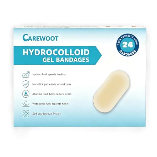 CAREWOOT 24 Pack Advanced Fast Healing Hydrocolloid Gel Bandages, 0.83'' x 1.65'' FSA Eligible HSA Waterproof Wound Care Soft Pads for Minor Cuts & Scrapes