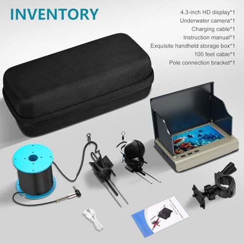 Underwater Fishing Camera, 220° Ultra-Wide 1080P HD Fishing Camera with 4.3" LCD & IR Night Vision, 5000mAh Battery & 100ft Cable for Ice Lake Boat Kayak Fishing - Thumbnail 6