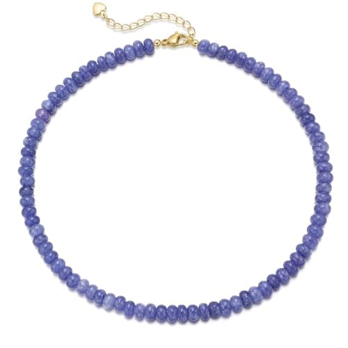 chorfla Beaded Gemstone Necklaces for Women, Bohemian Colored Choker Natural Stone Bead Decoration Summer Beach Handmade Jewelry Necklace