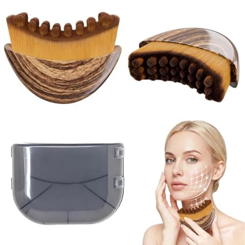 Lymphatic Contour Face Brush, Lymphatic Drainage– Soft Bristle Dry Brush for Face Sculpting, Lymphatic Drainage Tool to Reduce Puffiness & Define Jawline, Hypoallergenic Ergonomic Fit-Flax Brown