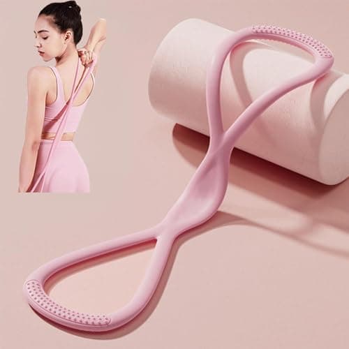 JYTIYUWA Resistance Bands with Handles,Figure 8 Resistance Band Elastic Fitness Bands Yoga Exercise Band for Home Gym Workout,Pilates,Strength Training Pink 25LB