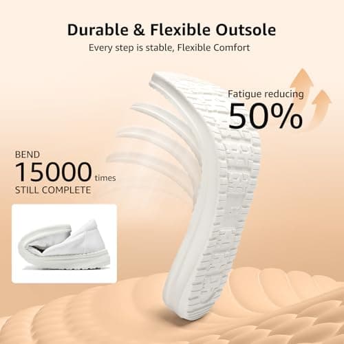STQ Women's Slip on Sneakers with Arch Support Comfortable Canvas Loafers for All Day Standing White Floral Size 8.5 - Thumbnail 6