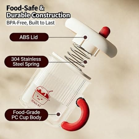 Yogurt Strainer & Greek Yogurt Maker, 10-Minute Fast Press Filtration, 225-Mesh Fine Filter with 6 Replacements, Built-in Timer, BPA-Free Food-Grade, 300g/10.58oz Capacity - Thumbnail 3