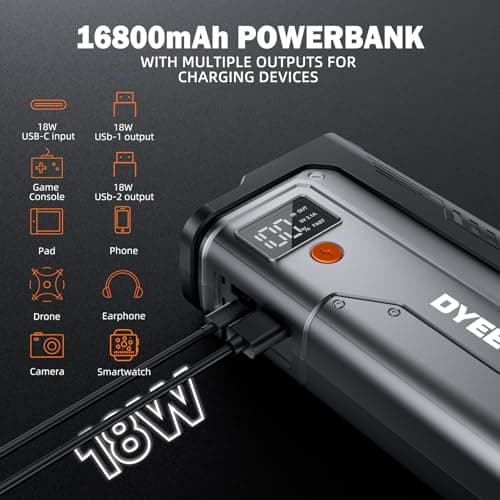 Car Jump Starter 5000A, Jump Starter Portable Battery Pack for 10.0L Gas and 8.0L Diesel Engines, 12V Lithium Jumper Box, Car Starter Booster with Power Bank, LED Light, Jumper Cable - Thumbnail 4