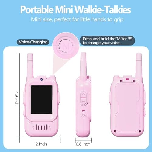 Video Walkie Talkies for Kids, Rechargeable Kids Walkies Talkies 2 Pack, Indoor Outdoor Toys for Game Party Camping, Christmas Birthday for Aged 3 4 5 6 7 8 9 Girls Boys,Blue&Pink - Thumbnail 5