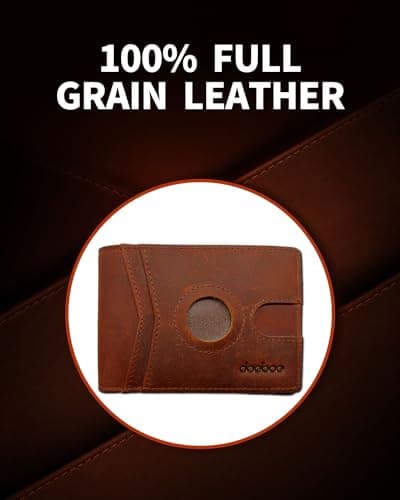 doeboe Mens Wallet - AirTag Compatible Bifold Wallet for Men, Slim Leather RFID Blocking 8-Card Holder (ID Window + Cash Pocket), Minimalist Front Pocket Gift Wallet [No AirTag Included] - Thumbnail 6