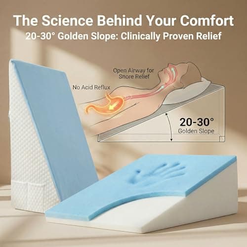 DeerFable [2026 New 7.5" Memory Foam Wedge Pillow for Sleep Apnea, Sleeping, Acid Reflux Relief, Snoring, Dual Sided Cooling & Warm Fabric Triangle Pillow Wedge for After Surgery, Back, Leg - Blue - Thumbnail 3