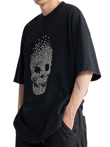 Nicemeet Refined Fabric Mens Crew Neck T Shirts Workout Short Sleeve Tee Tops Bulk (US, Alpha, Large, X-Large, Regular, Regular, Skull) - Image 1