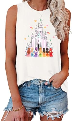 Magic Castle Tank Top for Women Magic Kingdom Graphic Shirt Tops Summer Vacation Vest - Image 1