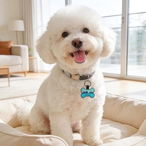 GiSUREY Silicone Dog Tags Personalized for Pets - Silent Dog Cat Name Tag with Deeply Engraved - Soft Pet ID Tags for Collars with Art Design Pattern (Bone) - Thumbnail 2