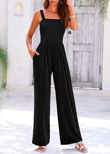 KIRUNDO Black Jumpsuits for Women Overalls Casual Loose Fit One Piece Sleeveless Wide Leg Jumpsuit Long Pant Rompers with Pockets Summer Outfits(Black, XX-Large) - Thumbnail 6