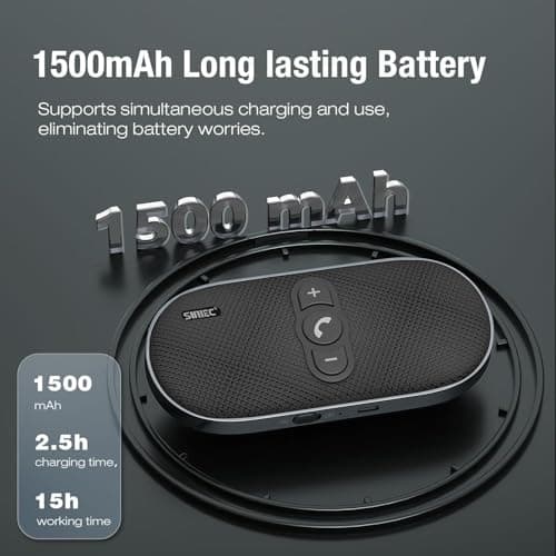 Car Bluetooth Speaker Hands-Free Speakerphone: 6W Bluetooth Car Speaker for Cell Phone - Wireless Hands Free Car Kit Support Siri Google Voice Assistant Motion Auto On Off with Visor Clip BC990G - Thumbnail 5