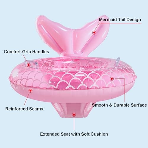 KISSHAKE Baby Pool Float, Mermaid Baby Swimming Float, Toddler Swim Trainer, Inflatable Pool Floats for Toddlers, Water Toys, Infant Swim Floats, Toddler Floaties, Kids Beach Toys Summer Essentials - Thumbnail 5