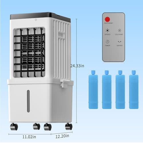 Portable Air Conditioners, Swamp Cooler Portable AC Unit with Removable 2.6 Gal Water Tank, Windowless Evaporative Air Cooler with 3 Speeds for Bedroom & Office, Fast Cooling Portable AC for Home Use - Thumbnail 6