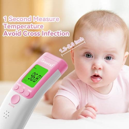 Snomd Digital Non-Contact Infrared Forehead Thermometer for Adults, Kids, and Baby, 3-in-1 Medical Grade Thermometer with Fever Indicator, Instant Reading, Backlit LCD Display - Thumbnail 5