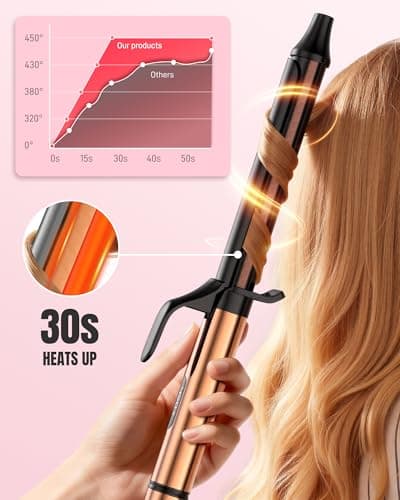 MESCOMB Dual Voltage Curling Iron - 1.25 Inch Curling Iron, 6.7" Extra Long Barrel Curling Iron for Long Hair, Ceramic Tourmaline Hair Curler for Loose Curls and Beach Waves, 8 Heat Settings - Thumbnail 6