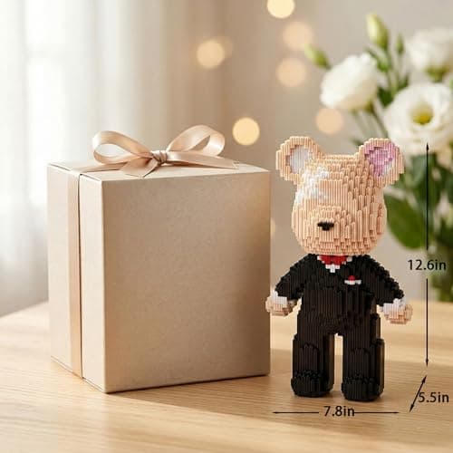SehrKlug 12.6" Groom Teddy Blocks Bear Building Bricks Set - Challenging DIY Micro Blocks for Adults, Ages 14+, Collectible Home Decor for Office Bookshelf - Screen-Free, Keep Busy, Relaxing Gifts - Thumbnail 6