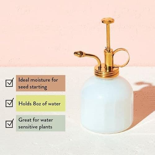 Modern Sprout Plant Mister, 8 oz Indoor Watering Can, Aesthetic Plant Sprayer & Water Mister Spray Bottle, Garden Watering Can for Seed Starting, Vintage-Inspired Gift for Father's Day - White - Thumbnail 5