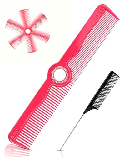 Comb Set - 8" Rotatable Fine and Wide Tooth Comb, 9" Rat Tail Parting Comb, Break Resistant, Ultra Durable, Rounded Teeth, Anti-Static, Professional Barber Salon Use for Stylists & Hairdressers - Image 1
