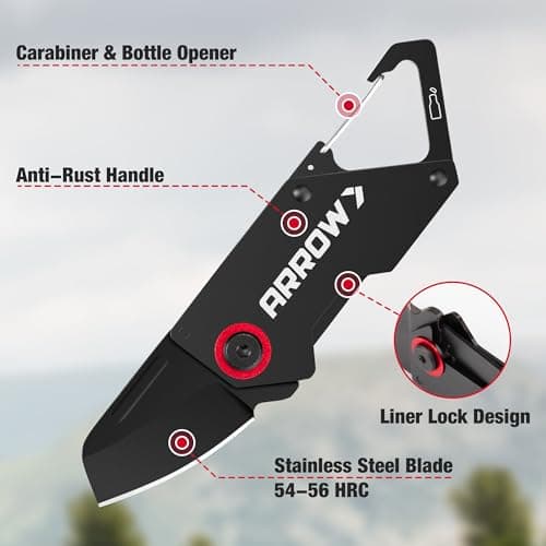 ARROW Small Folding Pocket Knife, 1.3-Inch Stainless Steel Blade, EDC Mini Pocket Knife with Bottle Opener, Gift for Men Women - Thumbnail 5