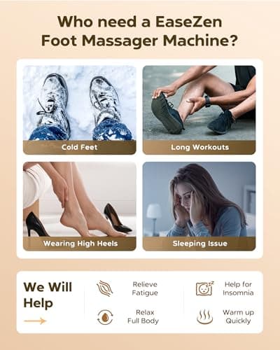EaseZen Shiatsu Foot Massager with Heat & Remote, 2026 Upgraded Deep Kneading Foot Massager for Plantar Fasciitis, Neuropathy & Tired Feet, Fits Up to Size 14, Gifts for Women - Thumbnail 6
