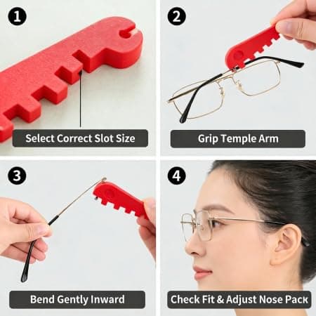 Eyeglass Frame Adjuster, Professional Temple Arms & Nose Pads Bender Tool, Precise Adjustment for Secure Fit, Protects Frames, Ergonomic Grip for DIY Home Use, Fits Metal-Lined Temples, 155 chars - Thumbnail 5