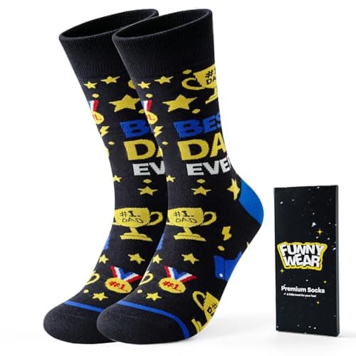 BONANGEL Men's Novelty Socks, Cotton Crew Funny Socks, Father's Day Birthday Christmas Gift for Dad from Daughter Son - Image 1