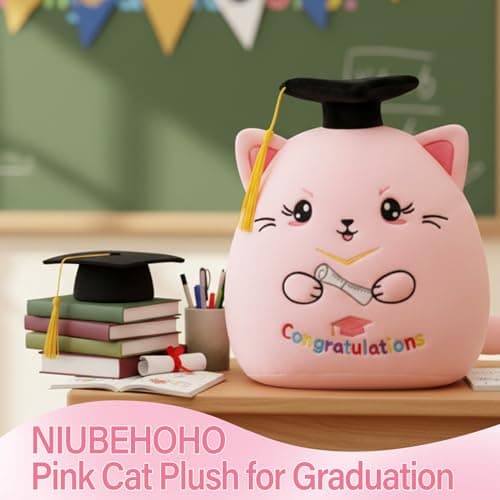 Graduation Gift Cat Stuffed Animal - Pink Cat with Graduation Cap Gown Plush Toy for Kindergarten Preschool Elementary Graduation 2026 Soft Personalized Graduation Gifts for Kids Girls Her 9 Inch - Thumbnail 6