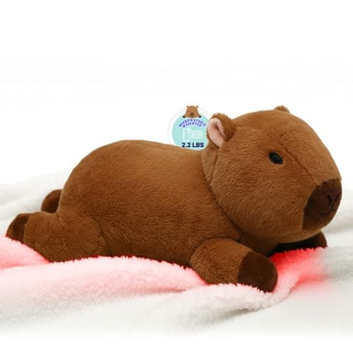 NIUBEHOHO Weighted Heating Capybara Stuffed Animal - 2.2lb Weighted Heated Stuffed Animals 17in Microwave Warmth Hugs Capybara Plush Unscented Heatable & Coolable Pads for Kids Girl Adult