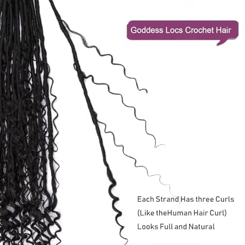 Goddess Locs Crochet Hair for Black Women -24 Inch 8 Packs Boho Faux Locs Crochet Hair Pre Looped Soft Locs Crochet Braids with Curly Ends - Thumbnail 3
