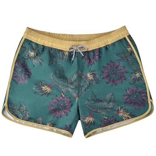Ipletix Mens Swim Trunks 80s 90s Vintage Short with Mesh Lining Quick Dry Beach Swim Suits Board Shorts Green M - Image 1