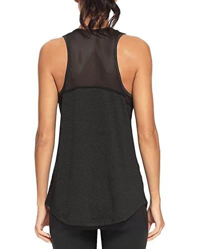 Quccefods Workout Tank Tops for Women Sleeveless Athletic Yoga Shirts Mesh Racerback Tank Tops Gym Workout Clothes Black - Image 1