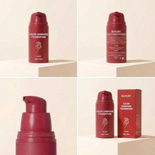 BARUBT Color Changing Foundation with SPF 15, White to Skin Tone Adapting Liquid Makeup for Mature Skin, Hydrating Waterproof Concealer Base with Hyaluronic Acid, 30g/1.06oz*2 2PCS - Thumbnail 3