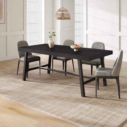 GarveeHome Industrial Dining Table for 6-8 People, 70.87" Long Large Kitchen Table with Sturdy Metal Frame, Rectangular Counter for Dinner, Kitchen, Dining Room (Black, 71" Non-extendable) - Thumbnail 4
