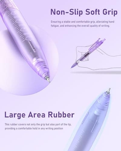 Four Candies Writing Ink Pens with Black & Purple Ink and 2Pack Highlighter Retractable 0.5mm Smooth Fine Point Pens Purple Pens for School Office Girly Stationery Aesthetic Desk Accessories Set of 14 - Thumbnail 5